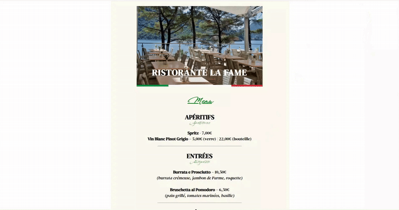 GIF du menu déroulant